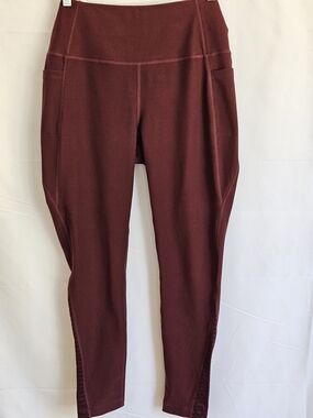 Mondetta Burgundy High Rise Moto Leggings w/ Pockets Size L